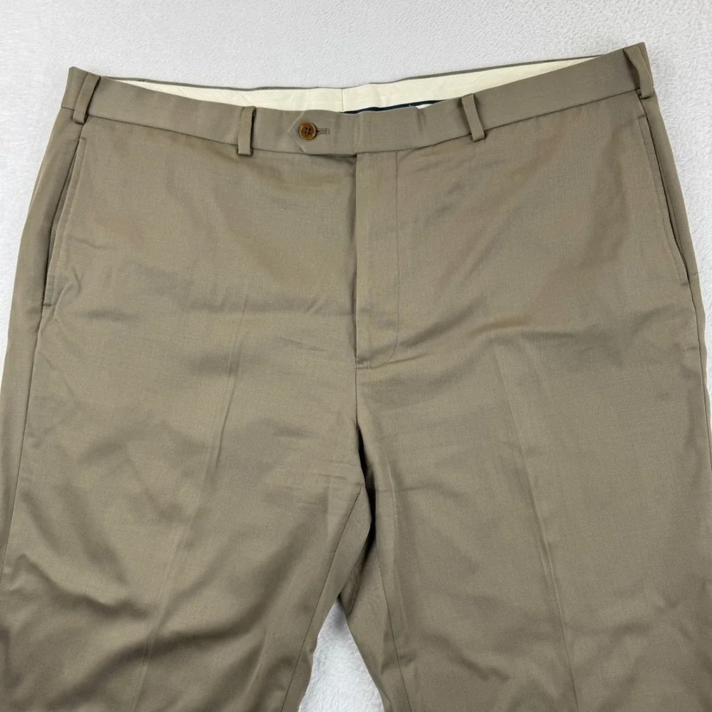 Brooks Brothers Madison Men Dress Pant Trouser 42x32 Altered 30 Taupe Brown Wool